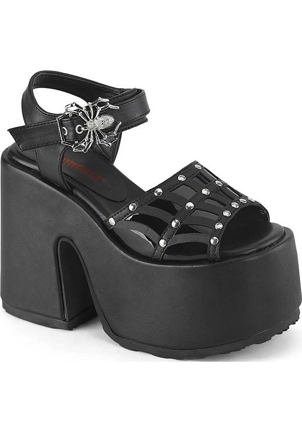 CAMEL-17 [Black] | PLATFORM SANDALS [PREORDER] - Beserk - all, black, clickfrenzy15-2023, demonia, demonia shoes, discountapp, fp, labelpreorder, labelvegan, platform, platforms, platforms [preorder], pool slides and slip ons, ppo, preorder, sandal, sandals, shoes, spider, spider web, spiderweb, spiderwebs, vegan