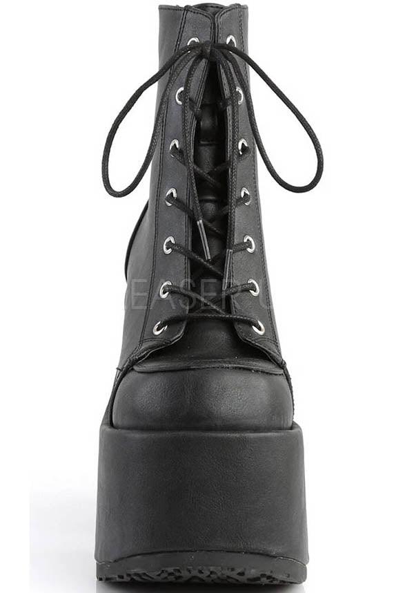 CAMEL-203 [Black] | PLATFORM BOOTS [PREORDER] - Beserk - all, ankle boots, black, boot, boots, boots [preorder], clickfrenzy15-2023, demonia, demonia shoes, discountapp, fp, goth, gothic, halloween, labelpreorder, labelvegan, lace up, platform, platforms, platforms [preorder], pleaserimageupdated, ppo, preorder, shoes, vegan