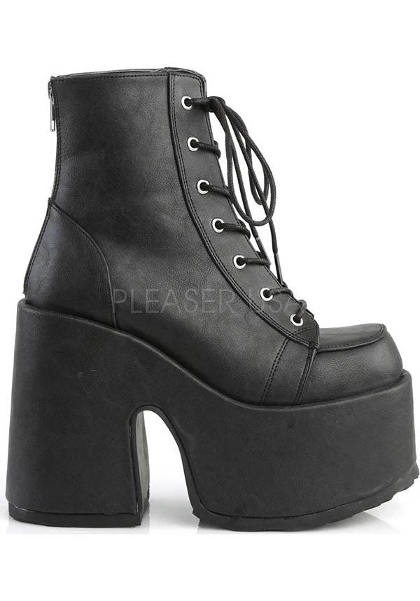 CAMEL-203 [Black] | PLATFORM BOOTS [PREORDER] - Beserk - all, ankle boots, black, boot, boots, boots [preorder], clickfrenzy15-2023, demonia, demonia shoes, discountapp, fp, goth, gothic, halloween, labelpreorder, labelvegan, lace up, platform, platforms, platforms [preorder], pleaserimageupdated, ppo, preorder, shoes, vegan
