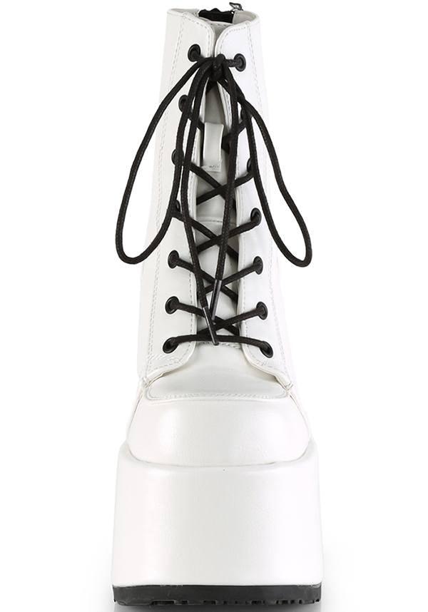CAMEL-203 [White] | PLATFORM BOOTS [PREORDER] - Beserk - all, ankle boots, boots, boots [preorder], clickfrenzy15-2023, demonia, demonia shoes, discountapp, fp, jun18, labelpreorder, labelvegan, platform, platform boots, platform heels, platforms, platforms [preorder], pleaserimageupdated, ppo, preorder, shoes, vegan, white