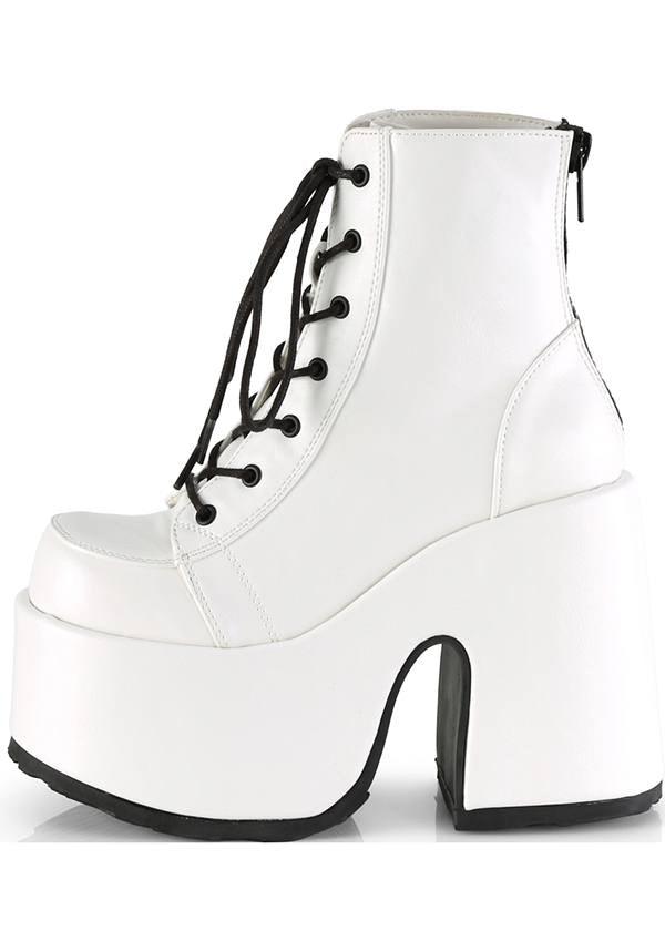 CAMEL-203 [White] | PLATFORM BOOTS [PREORDER] - Beserk - all, ankle boots, boots, boots [preorder], clickfrenzy15-2023, demonia, demonia shoes, discountapp, fp, jun18, labelpreorder, labelvegan, platform, platform boots, platform heels, platforms, platforms [preorder], pleaserimageupdated, ppo, preorder, shoes, vegan, white