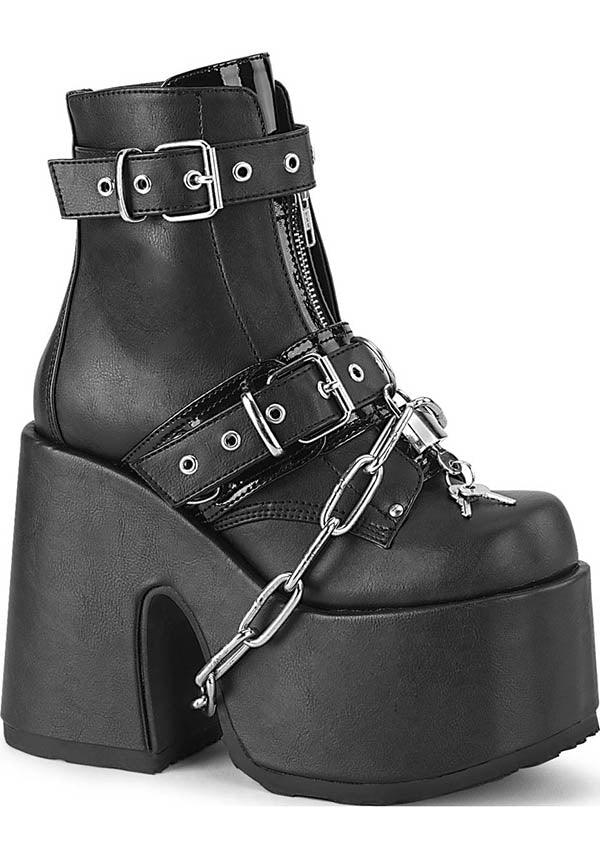 CAMEL-205 [Black] | PLATFORMS [PREORDER] - Beserk - all, ankle boots, black, boot, boots, boots [preorder], chain, clickfrenzy15-2023, dec20, demonia, demonia shoes, discountapp, fp, goth, gothic, grunge, halloween, labelpreorder, labelvegan, platform, platforms, platforms [preorder], pleaserimageupdated, ppo, preorder, punk, shoes, vegan