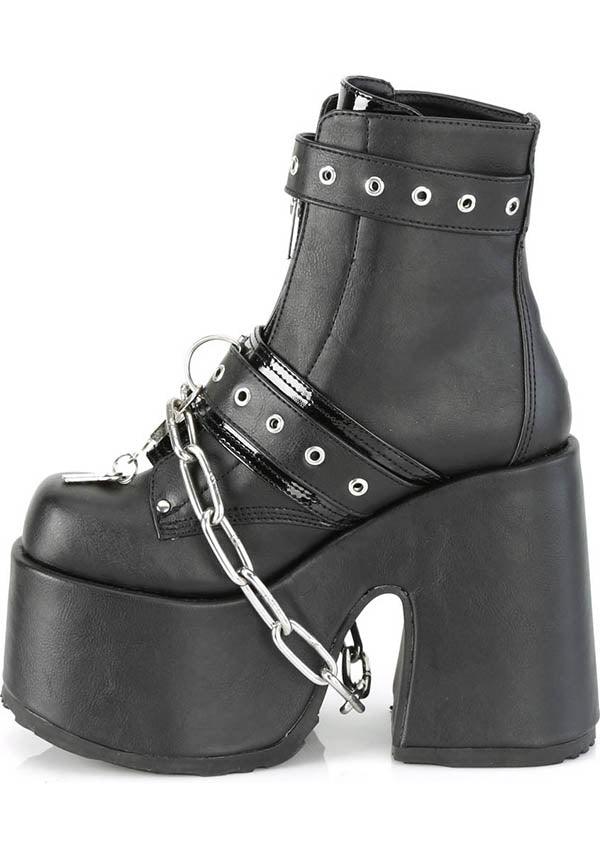 CAMEL-205 [Black] | PLATFORMS [PREORDER] - Beserk - all, ankle boots, black, boot, boots, boots [preorder], chain, clickfrenzy15-2023, dec20, demonia, demonia shoes, discountapp, fp, goth, gothic, grunge, halloween, labelpreorder, labelvegan, platform, platforms, platforms [preorder], pleaserimageupdated, ppo, preorder, punk, shoes, vegan