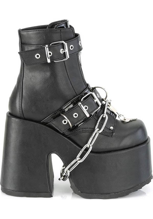 CAMEL-205 [Black] | PLATFORMS [PREORDER] - Beserk - all, ankle boots, black, boot, boots, boots [preorder], chain, clickfrenzy15-2023, dec20, demonia, demonia shoes, discountapp, fp, goth, gothic, grunge, halloween, labelpreorder, labelvegan, platform, platforms, platforms [preorder], pleaserimageupdated, ppo, preorder, punk, shoes, vegan