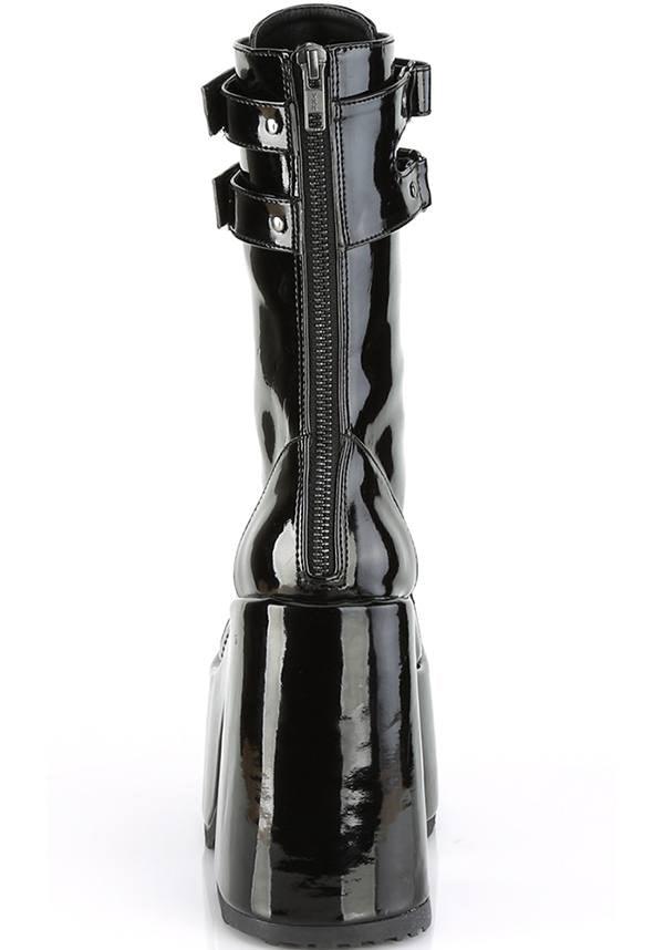 CAMEL-250 [Black Patent] | BOOTS [PREORDER] - Beserk - all, black, boot, boots, boots [preorder], clickfrenzy15-2023, dec18, demonia, demonia shoes, discountapp, fetish, fp, goth, gothic, halloween, labelpreorder, labelvegan, mid calf boots, patent, platform, platform boots, platform heels, platforms, platforms [preorder], pleaserimageupdated, ppo, preorder, punk, shiny, shoes, techwear, vegan