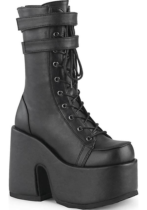 CAMEL-250 [Black] | BOOTS [PREORDER] - Beserk - all, black, boot, boots, boots [preorder], clickfrenzy15-2023, demonia, demonia shoes, discountapp, fp, goth, gothic, grunge, labelpreorder, labelvegan, long boots, mid calf boots, platform, platform boots, platform heels, platforms, platforms [preorder], pleaserimageupdated, ppo, preorder, punk, sep18, shoes, techwear, vegan, witchy