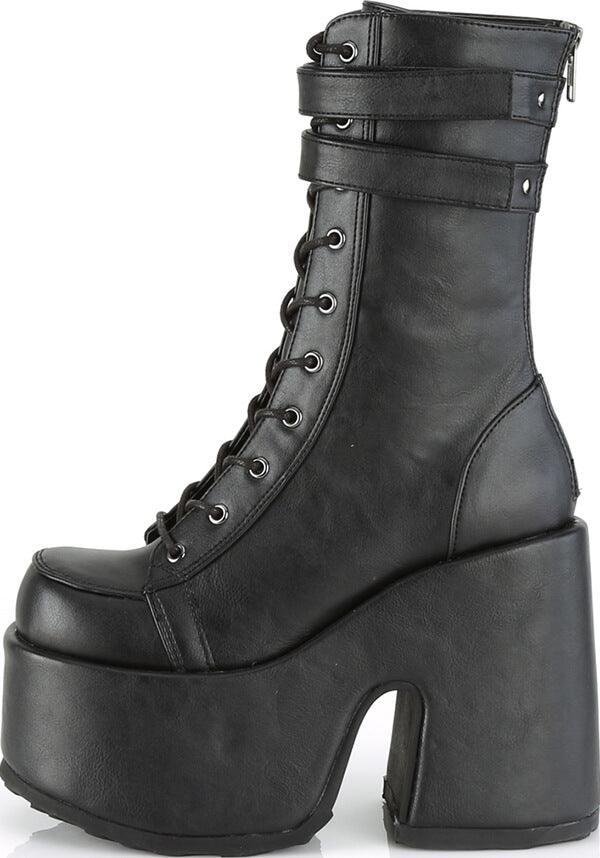 CAMEL-250 [Black] | BOOTS [PREORDER] - Beserk - all, black, boot, boots, boots [preorder], clickfrenzy15-2023, demonia, demonia shoes, discountapp, fp, goth, gothic, grunge, labelpreorder, labelvegan, long boots, mid calf boots, platform, platform boots, platform heels, platforms, platforms [preorder], pleaserimageupdated, ppo, preorder, punk, sep18, shoes, techwear, vegan, witchy