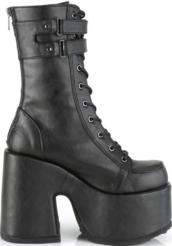 CAMEL-250 [Black] | BOOTS [PREORDER] - Beserk - all, black, boot, boots, boots [preorder], clickfrenzy15-2023, demonia, demonia shoes, discountapp, fp, goth, gothic, grunge, labelpreorder, labelvegan, long boots, mid calf boots, platform, platform boots, platform heels, platforms, platforms [preorder], pleaserimageupdated, ppo, preorder, punk, sep18, shoes, techwear, vegan, witchy