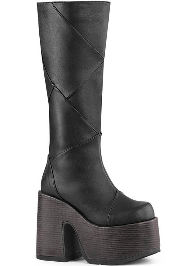 CAMEL-280 [Black] | PLATFORM BOOTS [PREORDER] - Beserk - all, black, boots, boots [preorder], clickfrenzy15-2023, demonia, demonia shoes, discountapp, fp, knee high boots, labelpreorder, labelvegan, long boots, platform boots, platforms, platforms [preorder], ppo, preorder, shoes, vegan
