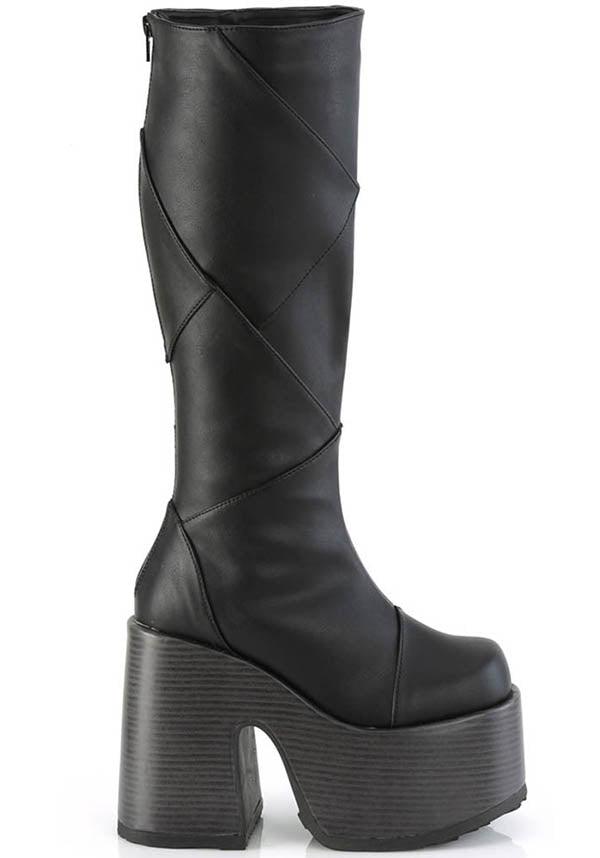 CAMEL-280 [Black] | PLATFORM BOOTS [PREORDER] - Beserk - all, black, boots, boots [preorder], clickfrenzy15-2023, demonia, demonia shoes, discountapp, fp, knee high boots, labelpreorder, labelvegan, long boots, platform boots, platforms, platforms [preorder], ppo, preorder, shoes, vegan