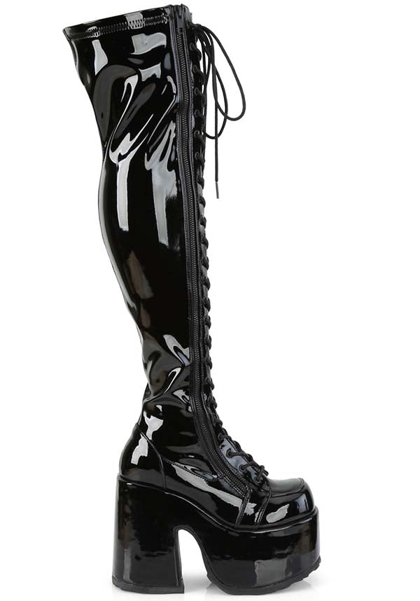 CAMEL-300 [Black Patent] | BOOTS [PREORDER]