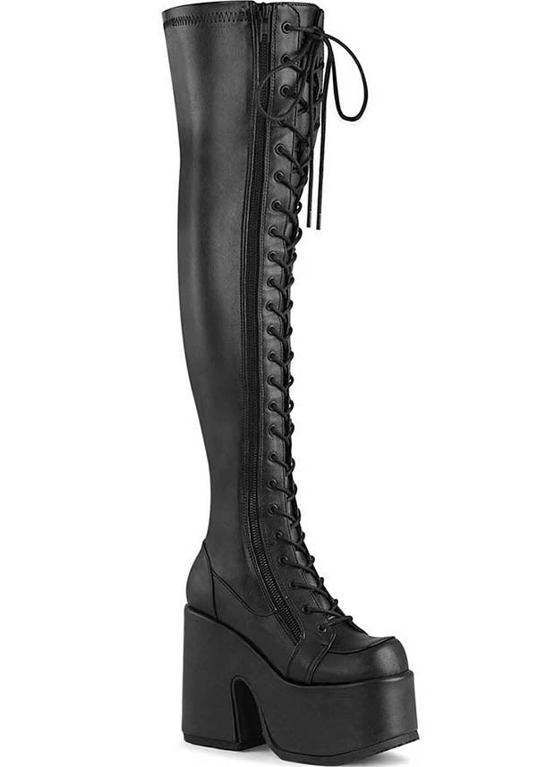 CAMEL-300 [Black] | BOOTS [PREORDER] - Beserk - all, black, boot, boots, boots [preorder], clickfrenzy15-2023, demonia, discountapp, fp, goth, gothic, halloween, labelpreorder, labelvegan, ladies, platform, platform boots, platforms, platforms [preorder], PPO, preorder, sep19, shoes, thigh high boots, vegan