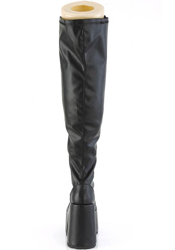 CAMEL-300WC [Black] | WIDE CALF PLATFORM BOOTS [PREORDER] - Beserk - all, black, boots, boots [preorder], clickfrenzy15-2023, discountapp, fp, goth, gothic, knee high boots, labelpreorder, labelvegan, long boots, platform boots, platforms, platforms [preorder], ppo, preorder, shoes, thigh high boots, vegan, wide calf