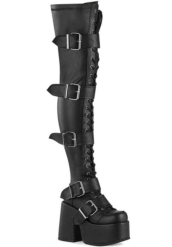 CAMEL-305 [Black] | PLATFORM BOOTS [PREORDER] - Beserk - all, all ladies, black, boots, boots [preorder], clickfrenzy15-2023, demonia, demonia shoes, discountapp, fp, goth, gothic, labelpreorder, labelvegan, ladies, platform boots, platforms, platforms [preorder], ppo, preorder, shoes, vegan