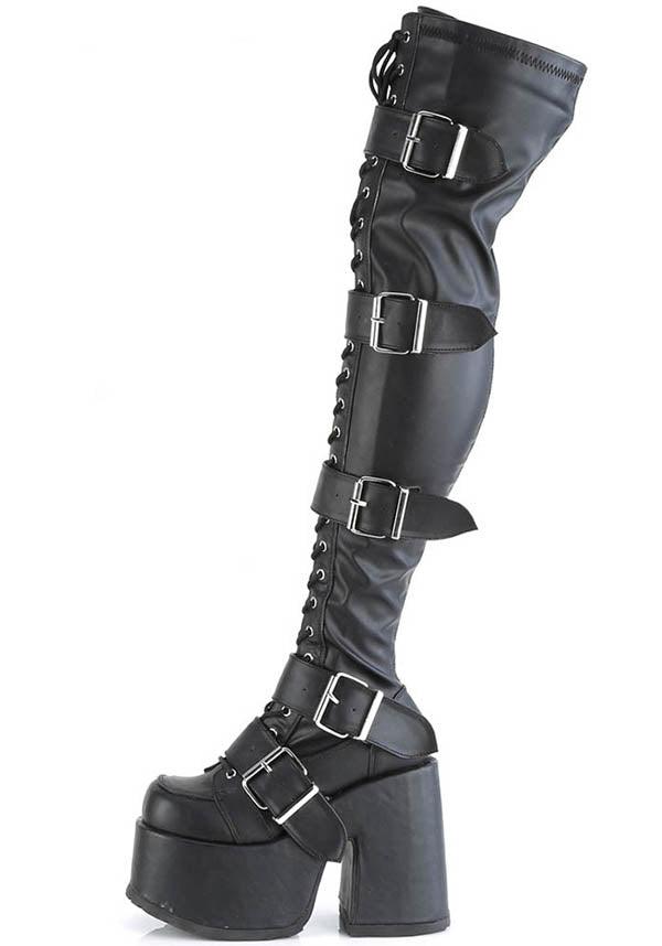CAMEL-305 [Black] | PLATFORM BOOTS [PREORDER] - Beserk - all, all ladies, black, boots, boots [preorder], clickfrenzy15-2023, demonia, demonia shoes, discountapp, fp, goth, gothic, labelpreorder, labelvegan, ladies, platform boots, platforms, platforms [preorder], ppo, preorder, shoes, vegan