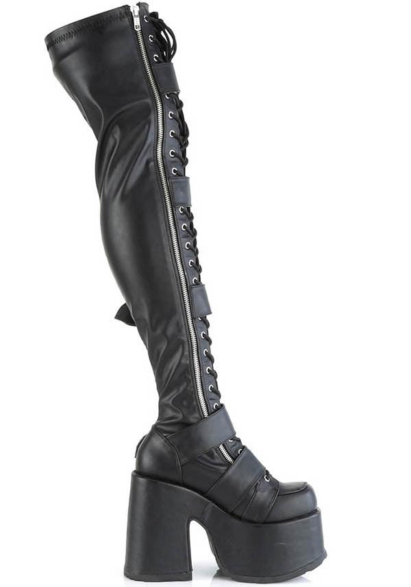 CAMEL-305 [Black] | PLATFORM BOOTS [PREORDER] - Beserk - all, all ladies, black, boots, boots [preorder], clickfrenzy15-2023, demonia, demonia shoes, discountapp, fp, goth, gothic, labelpreorder, labelvegan, ladies, platform boots, platforms, platforms [preorder], ppo, preorder, shoes, vegan