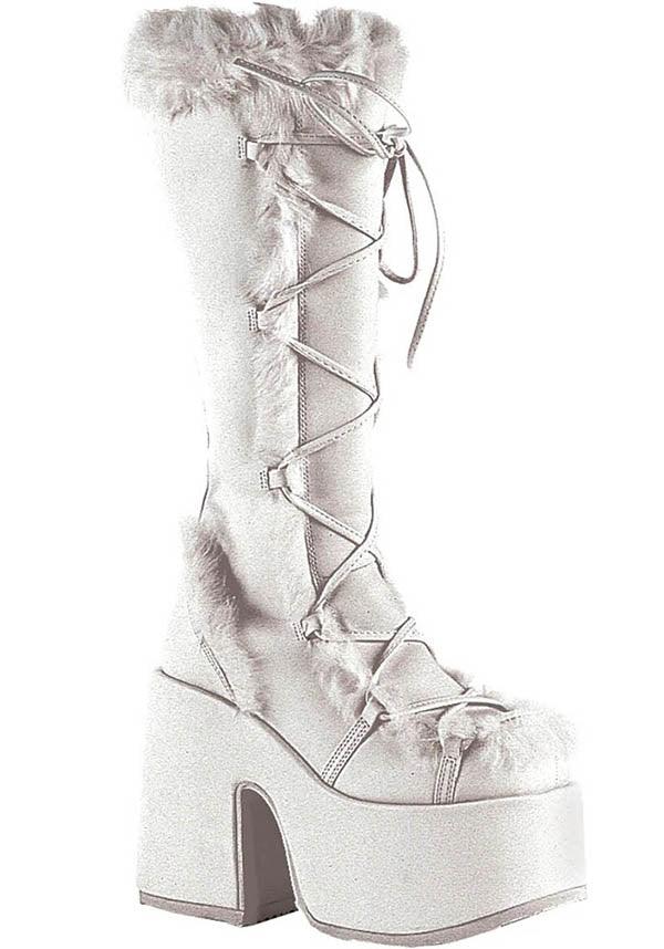 Demonia Boots All White Platform Boots Demonia SHAKER-374 White
