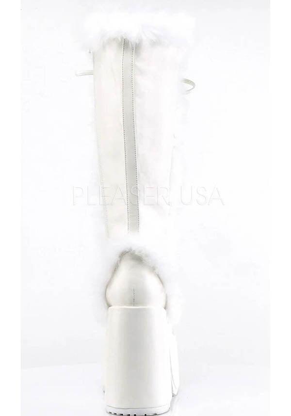 CAMEL-311 [White] | PLATFORM BOOTS [PREORDER] - Beserk - all, all ladies, boots, boots [preorder], clickfrenzy15-2023, demonia, demonia shoes, discountapp, fp, fur, furry, knee high boots, labelpreorder, labelvegan, ladies, long boots, pastel goth, platform, platform boots, platforms, platforms [preorder], pleaserimageupdated, ppo, preorder, shoes, vegan, white