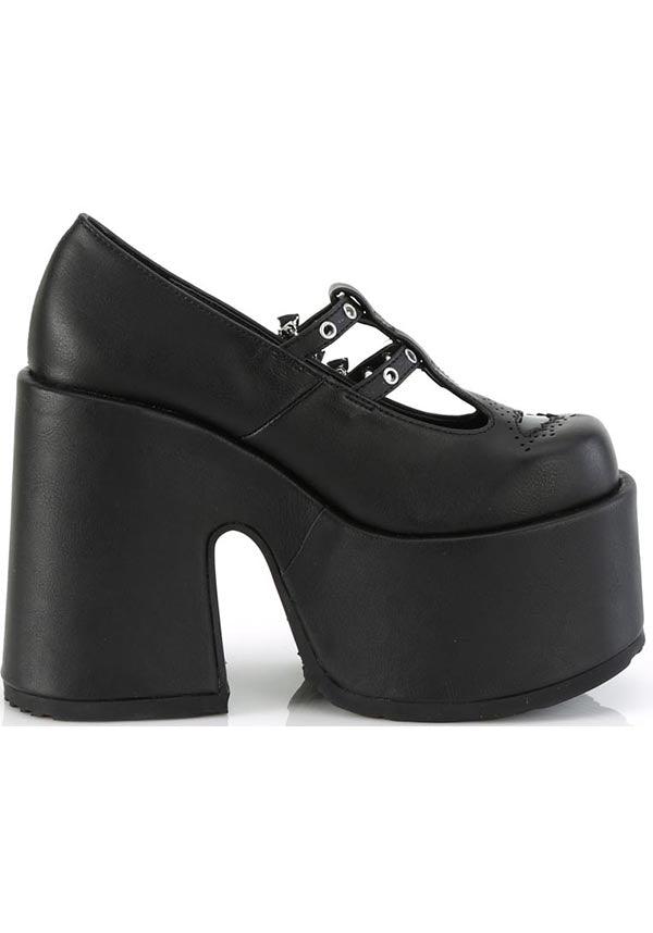 CAMEL-55 [Black Vegan Leather] | PLATFORM HEELS [PREORDER] - Beserk - all, bat, bats, black, clickfrenzy15-2023, demonia, demonia shoes, discountapp, fp, googleshopping, goth, gothic, heels, heels [preorder], labelpreorder, labelvegan, platform heels, platforms, platforms [preorder], ppo, preorder, shoes, vegan