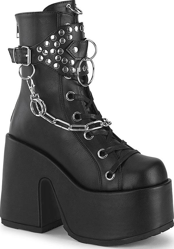 CAMEL-65 [Black] | PLATFORM BOOTS [PREORDER] - Beserk - all, ankle boots, black, boot, boots, boots [preorder], chain, clickfrenzy15-2023, dec22, demonia, demonia shoes, discountapp, fp, googleshopping, goth, gothic, labelpreorder, labelvegan, ladies shoes, platform, platform boots, platforms, platforms [preorder], ppo, preorder, punk, shoes, stud, studded, studs, vegan