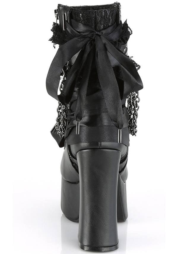 CHARADE-110 [Black] | BOOTS [PREORDER] - Beserk - all, ankle boots, black, boot, boots, boots [preorder], clickfrenzy15-2023, demonia, demonia shoes, discountapp, fp, goth, gothic, heels, heels [preorder], labelpreorder, labelvegan, lace, lacey, ladies, lolita, nov18, platforms, platforms [preorder], pleaserimageupdated, ppo, preorder, pricematched, shoes, vegan