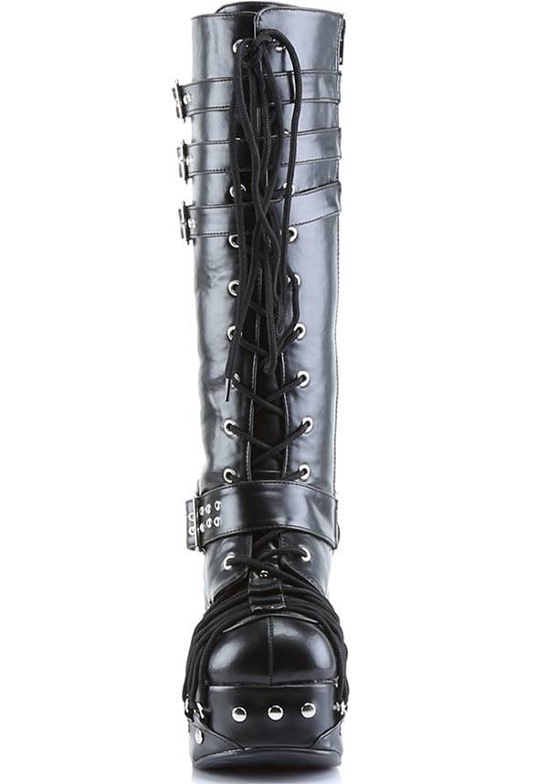 CHARADE-206 [Black] | PLATFORM BOOTS [PREORDER] - Beserk - all, black, boots, boots [preorder], clickfrenzy15-2023, demonia, demonia shoes, discountapp, fp, goth, gothic, heels, heels [preorder], knee high boots, labelpreorder, labelvegan, long boots, platform boots, platform heels, platforms, platforms [preorder], ppo, preorder, shoes, vegan