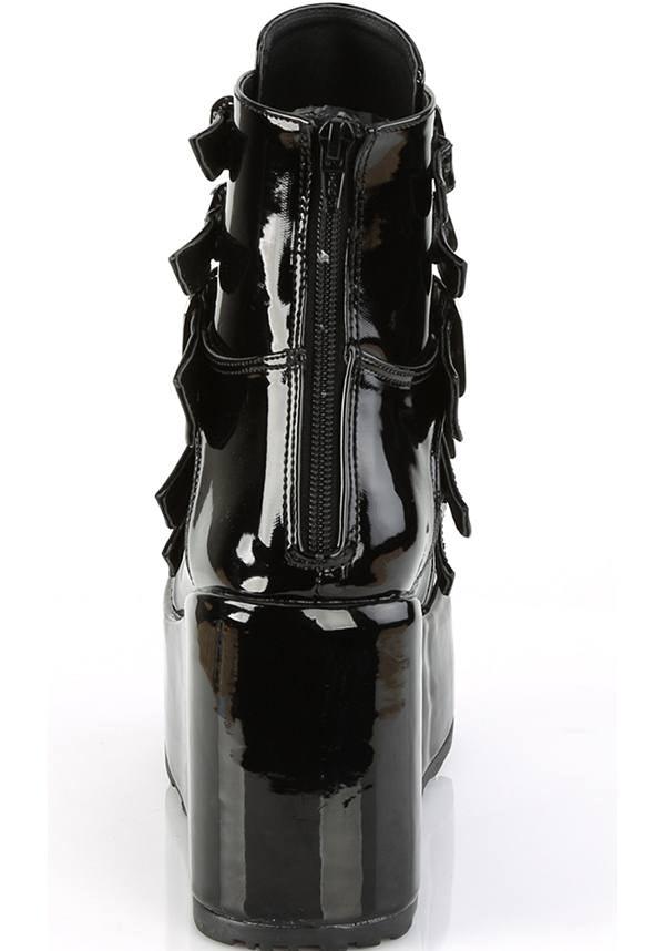 CONCORD-57 [Patent Black] | PLATFORM BOOTS [PREORDER] - Beserk - all, ankle boots, apr18, black, boots, boots [preorder], buckle, buckle up, buckles, clickfrenzy15-2023, demonia, demonia shoes, discountapp, fp, goth, gothic, labelpreorder, labelvegan, may18, patent, platform, platform boots, platforms, platforms [preorder], pleaserimageupdated, ppo, preorder, punk, shiny, shoes, vegan