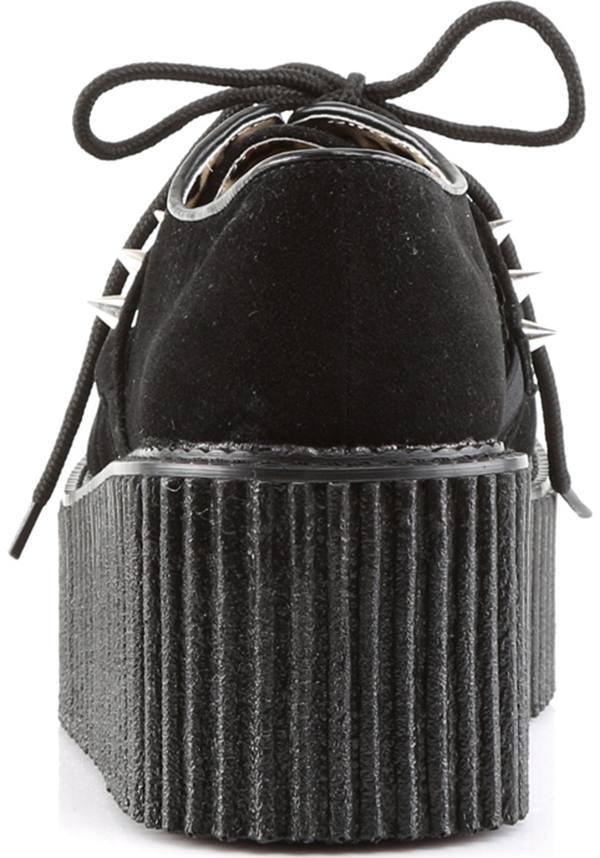 CREEPER-206 [Black Suede] | PLATFORM CREEPERS [PREORDER] - Beserk - all, all ladies, black, clickfrenzy15-2023, creeper, creepers, delete, demonia, demonia shoes, discountapp, flats, flats [preorder], fp, goth, gothic, heart, labelpreorder, labelvegan, ladies, platforms, platforms [preorder], ppo, preorder, shoes, vegan