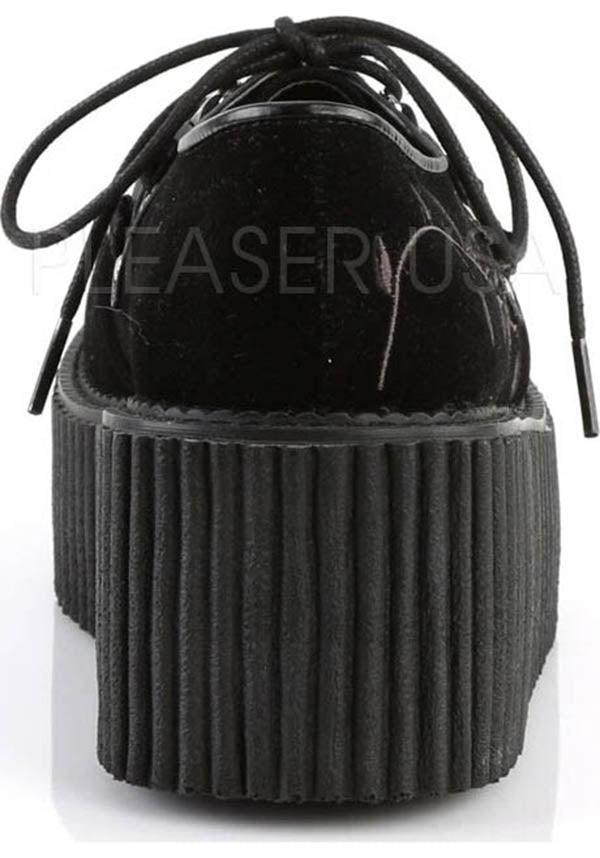 CREEPER-219 [Black Velvet] | CREEPERS [IN STOCK] - Beserk - all, black, clickfrenzy15-2023, creeper, creepers, dec17, demonia, demonia shoes, discountapp, dm18082022, flats, flats [in stock], fp, goth, gothic, in stock, instock, labelinstock, labelvegan, pending, platforms, platforms [in stock], pleaserimageupdated, pleaserrestock, rose, roses, shoes, vegan, winter