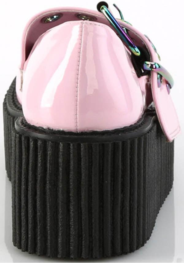 CREEPER-230 [Pink Holo Patent] | PLATFORMS [PREORDER] - Beserk - all, baby pink, clickfrenzy15-2023, demonia, demonia shoes, discountapp, fp, holographic, labelpreorder, labelvegan, light pink, pastel goth, platform, platforms, platforms [preorder], ppo, preorder, shoes, vegan