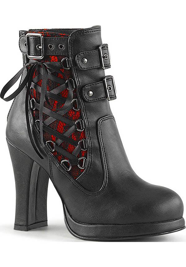 CRYPTO-51 [Black/Red] | BOOTS [IN STOCK] - Beserk - all, ankle boots, black, boot, boots, boots [in stock], clickfrenzy15-2023, Comiccon2020, cosplay, demonia, demonia shoes, discountapp, dm18082022, fp, goth, gothic, halloween, heel, heels, heels [in stock], in stock, instock, labelinstock, labelvegan, medieval, pleaserimageupdated, pleaserrestock, pricematched, red, renaissance, shoes, steampunk, vegan, victorian