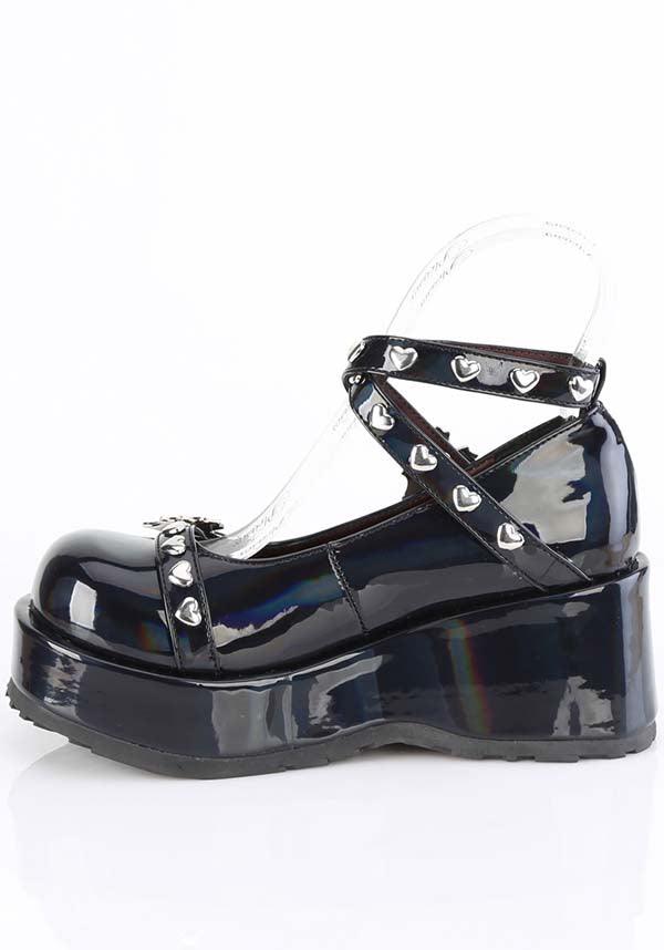 CUBBY-25 [Black Holo Patent] | FLATS [PREORDER] - Beserk - all, apr23, black, clickfrenzy15-2023, demonia shoes, discountapp, flats, flats [preorder], fp, googleshopping, holo, holographic, labelpreorder, labelvegan, ladies shoes, lolita, mary jane, mary janes, patent, platform, platform [preorder], platforms, platforms [preorder], ppo, preorder, shoe, shoes, spider web, spiderweb, spiderwebs
