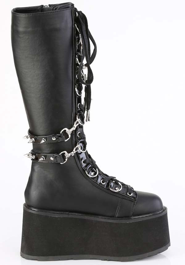Damned-225 Black Oil Slick Vinyl PVC Platform Boot