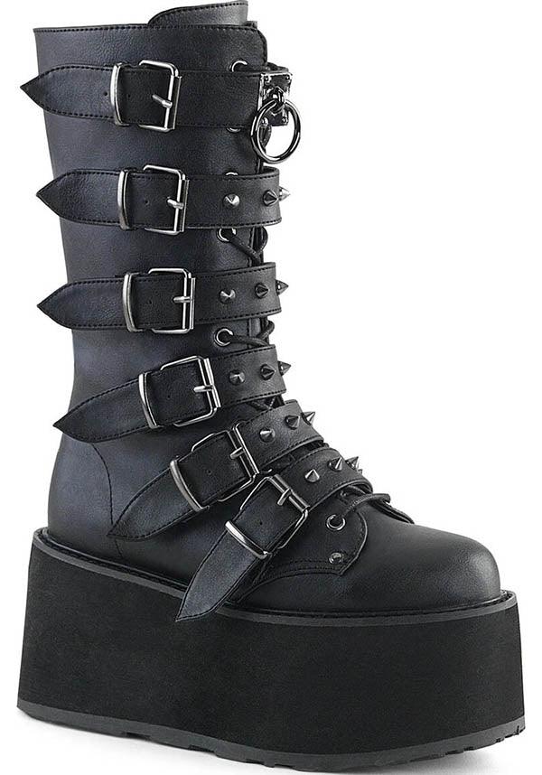DAMNED-225 [Black] | BOOTS [IN STOCK] - Beserk - all, black, boots, boots [in stock], clickfrenzy15-2023, demonia, demonia shoes, discountapp, dm18082022, fp, goth, gothic, halloween, in stock, instock, labelinstock, labelvegan, platforms, platforms [in stock], pleaserhidden, pleaserrestock, post apocalyptic, shoes, techwear, vegan