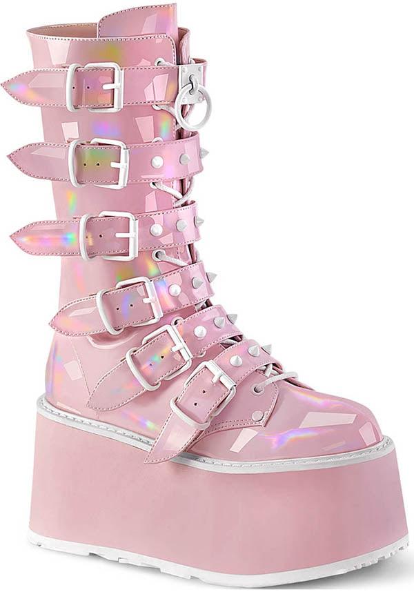 Demonia Shoes DAMNED 225 Pink Pat Platform Boots Buy Online Australia