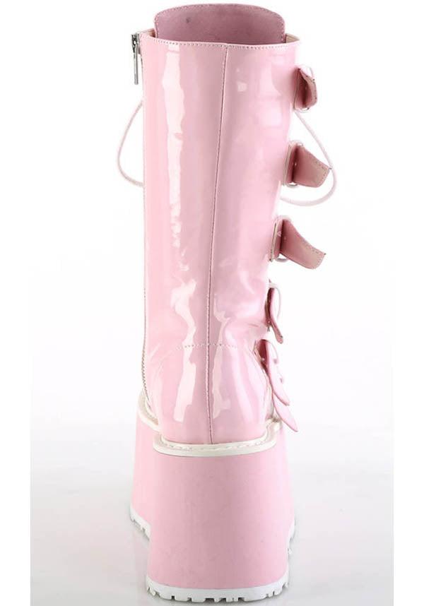 DAMNED-225 [Pink Holo Patent] | PLATFORM BOOTS [PREORDER] - Beserk - all, all ladies, boots, boots [preorder], clickfrenzy15-2023, demonia, demonia shoes, discountapp, fp, holo, holographic, labelpreorder, labelvegan, ladies, pastel goth, patent, pink, platforms, platforms [preorder], ppo, preorder, shiny, shoes, vegan