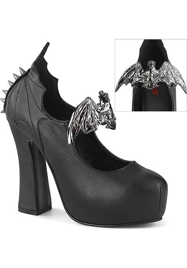 DEMON-18 [Black] | HEELS [PREORDER] - Beserk - all, bat, bats, black, clickfrenzy15-2023, demonia, demonia shoes, discountapp, fp, goth, gothic, halloween, heel, heels, heels [preorder], labelpreorder, labelvegan, mary janes, pleaserimageupdated, ppo, preorder, shoes, vegan