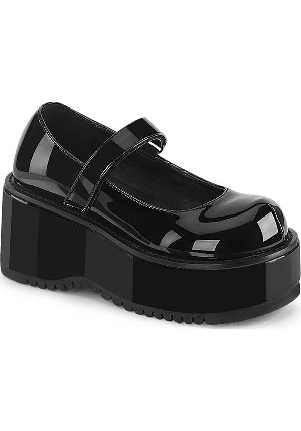 DOLLIE-01 [Black Patent] | PLATFORMS [PREORDER] - Beserk - all, all ladies, black, clickfrenzy15-2023, demonia, demonia shoes, discountapp, fp, goth, gothic, labelpreorder, labelvegan, ladies, patent, platforms, platforms [preorder], ppo, preorder, shoes, vegan