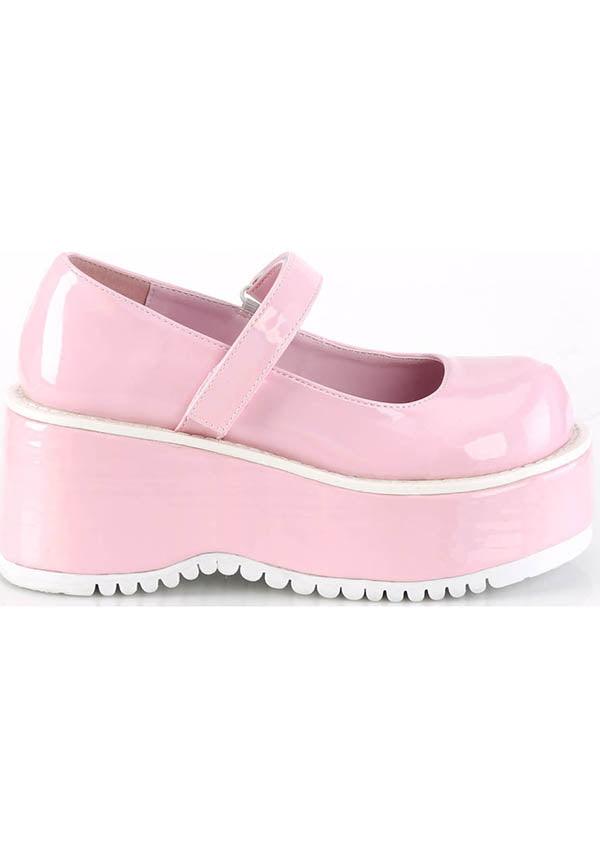 DOLLIE-01 [Pink Holo] | PLATFORMS [PREORDER] - Beserk - all, baby pink, clickfrenzy15-2023, colour:pink, demonia, demonia shoes, discountapp, fp, holographic, labelpreorder, labelvegan, light pink, pastel goth, pink, platforms, platforms [preorder], ppo, preorder, shoes, vegan