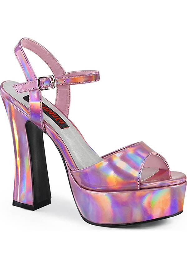 DOLLY-09 [Pink Holo] | HEELS [PREORDER] - Beserk - all, clickfrenzy15-2023, demonia, demonia shoes, discountapp, fp, heel, heels, heels [preorder], holo, hologram, holographic, kawaii, labelpreorder, labelvegan, pastel goth, pink, pleaserimageupdated, pool slides and slip ons, ppo, preorder, shoes, vegan