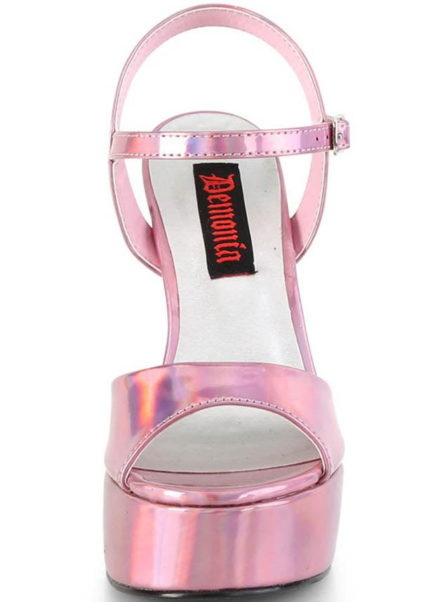 DOLLY-09 [Pink Holo] | HEELS [PREORDER] - Beserk - all, clickfrenzy15-2023, demonia, demonia shoes, discountapp, fp, heel, heels, heels [preorder], holo, hologram, holographic, kawaii, labelpreorder, labelvegan, pastel goth, pink, pleaserimageupdated, pool slides and slip ons, ppo, preorder, shoes, vegan