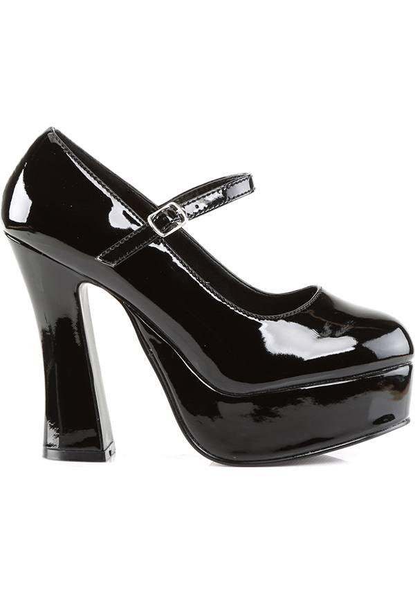 DOLLY-50 [Black Patent] | HEELS [PREORDER] - Beserk - all, black, clickfrenzy15-2023, demonia, demonia shoes, discountapp, fp, goth, gothic, halloween, heel, heels, heels [preorder], labelpreorder, labelvegan, lolita, mary jane, mary janes, patent, ppo, preorder, shiny, shoes, vegan