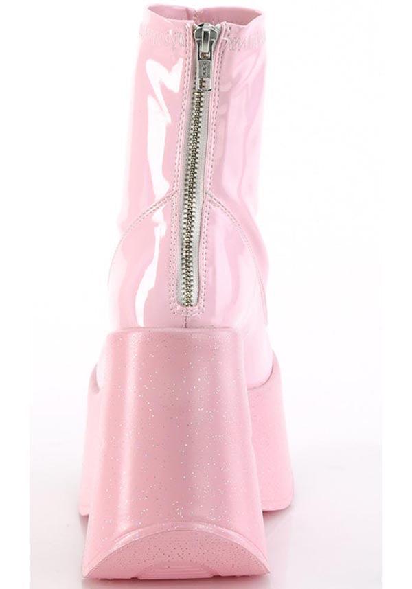 DYNAMITE-100 [Baby Pink Stretch Holo] | PLATFORMS [PREORDER] - Beserk - all, ankle boots, boots, boots [preorder], clickfrenzy15-2023, demonia, demonia shoes, discountapp, fp, googleshopping, holo, labelpreorder, labelvegan, pastel goth, pastel pink, pink, platform, platform boots, platforms, platforms [preorder], ppo, preorder, shoes, star, vegan