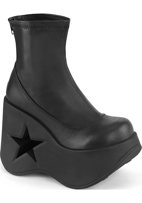 DYNAMITE-100 [Black] | PLATFORM BOOTS [PREORDER] - Beserk - all, ankle boots, black, boots, boots [preorder], clickfrenzy15-2023, demonia, demonia shoes, discountapp, fp, goth, gothic, labelpreorder, platform boots, platforms, platforms [preorder], ppo, preorder, shoes, star