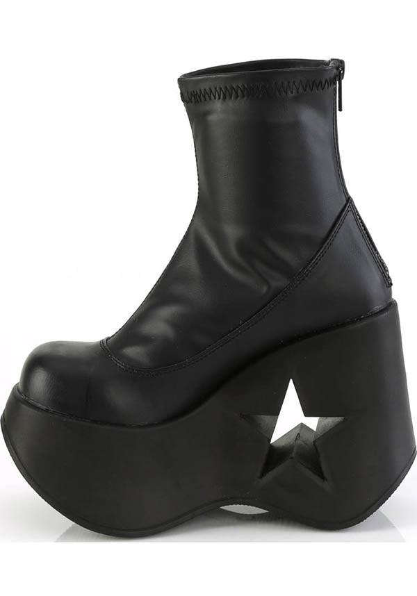 DYNAMITE-100 [Black] | PLATFORM BOOTS [PREORDER] - Beserk - all, ankle boots, black, boots, boots [preorder], clickfrenzy15-2023, demonia, demonia shoes, discountapp, fp, goth, gothic, labelpreorder, platform boots, platforms, platforms [preorder], ppo, preorder, shoes, star