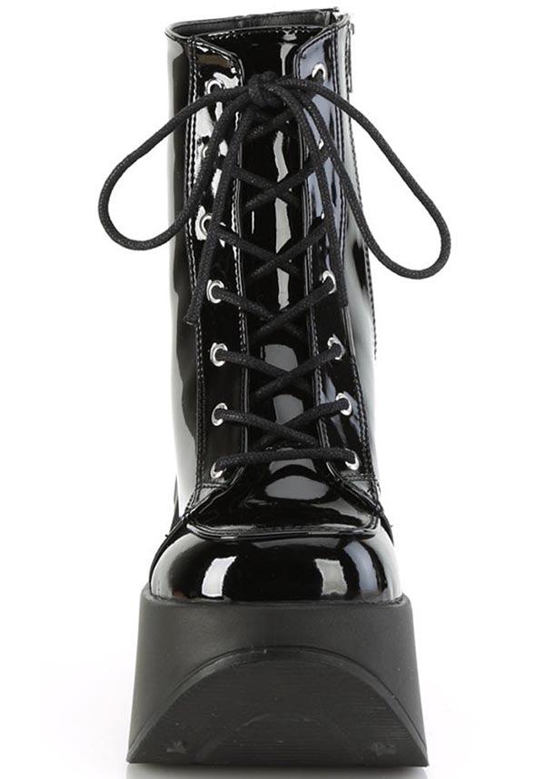 DYNAMITE-106 [Black Patent] | PLATFORM BOOTS [PREORDER] - Beserk - all, ankle boots, black, boots, boots [preorder], clickfrenzy15-2023, demonia, demonia shoes, discountapp, fp, googleshopping, labelpreorder, labelvegan, platform, platform boots, platforms, platforms [preorder], ppo, preorder, shoes, star, vegan