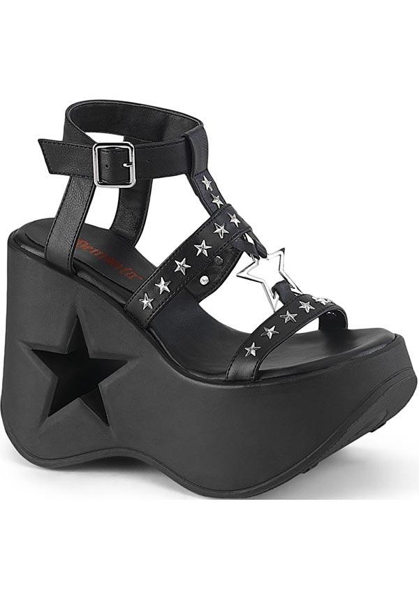 DYNAMITE-12 [Black Vegan Leather] | PLATFORMS [PREORDER] - Beserk - all, black, clickfrenzy15-2023, demonia, demonia shoes, discountapp, fp, googleshopping, labelpreorder, labelvegan, platform, platforms, platforms [preorder], pool slides and slip ons, ppo, preorder, sandals, shoes, star, vegan