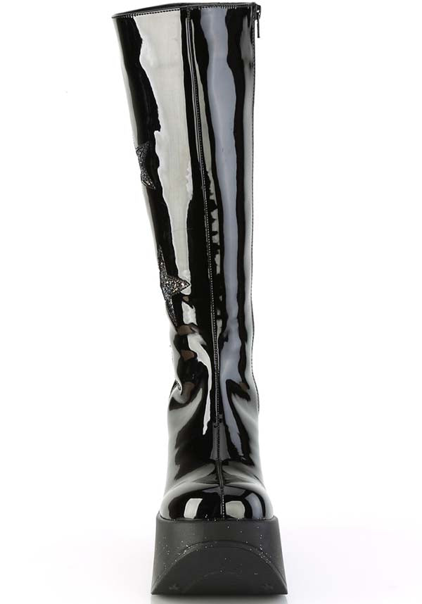 DYNAMITE-218 [Patent Black/Glitter] | PLATFORM BOOTS [PREORDER]*