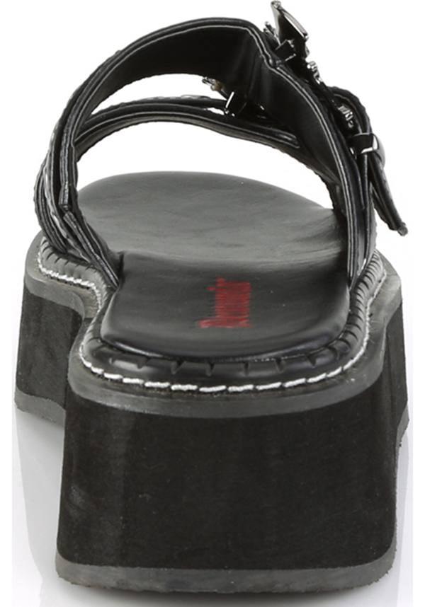 EMILY-100 [Black] | FLATS [PREORDER] - Beserk - all, all ladies, bat, bats, black, clickfrenzy15-2023, demonia, demonia shoes, discountapp, fp, goth, gothic, labelpreorder, labelvegan, ladies, platforms, platforms [preorder], pool slides and slip ons, ppo, preorder, shoes, vegan