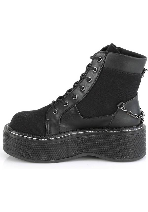 EMILY-114 [Black] | BOOTS [IN STOCK] - Beserk - all, aug20, black, boot, boots, boots [in stock], chain, clickfrenzy15-2023, cosplay, demonia, demonia shoes, discountapp, dm18082022, faux leather, fp, goth, gothic, in stock, instock, labelinstock, labelvegan, leather, leather look, platform, platform boots, platforms, platforms [in stock], pleaserimageupdated, pleaserrestock, pleather, punk, shoe, shoes, techwear, vegan, winter